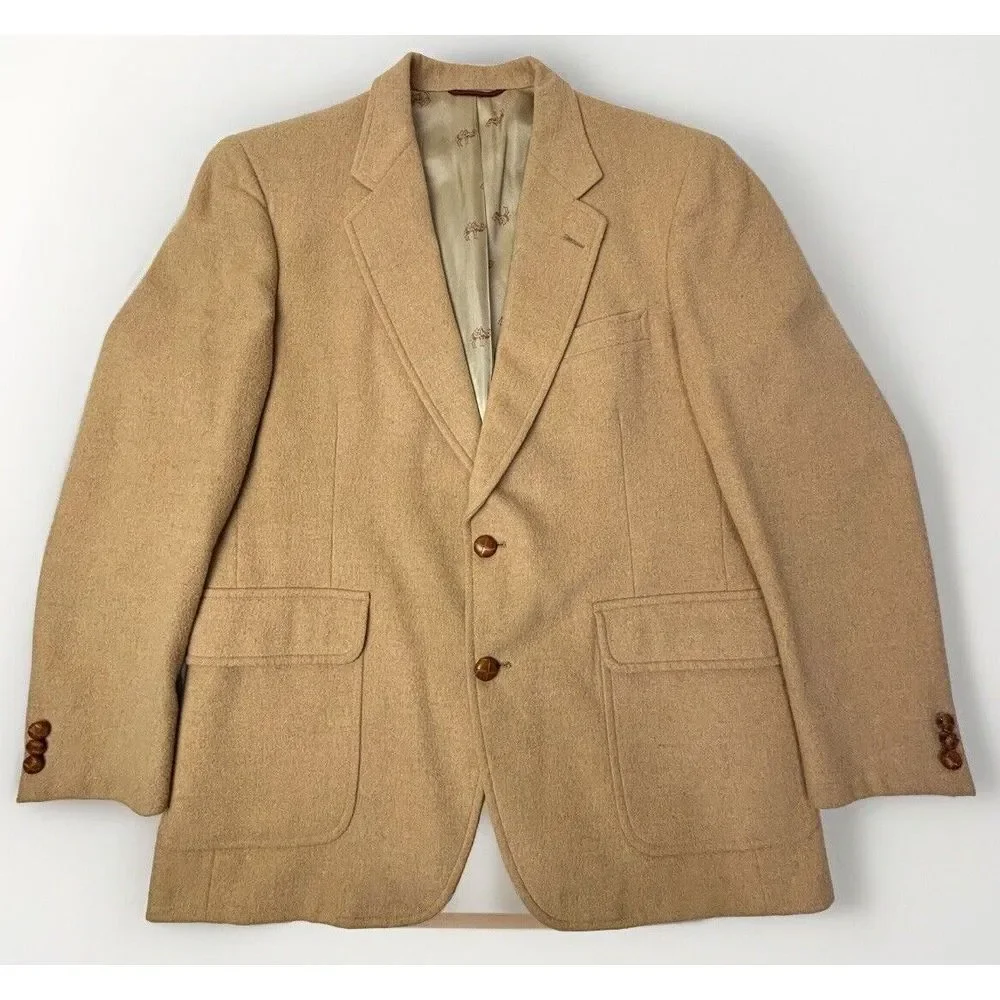 VTG Jos A Bank Executive 100% Camel Hair‎ Blazer Sport Coat Classic Mens 42R EUC